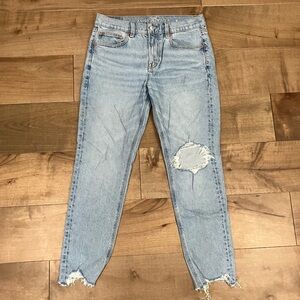 American Eagle Jeans Women’s Size 8 Short 90’s Skinny Blue Distressed Stretch